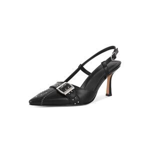 Coutgo Fourfold Women’s Shoes Sends Pointed Sleek kitten Heels Bucklet Strap